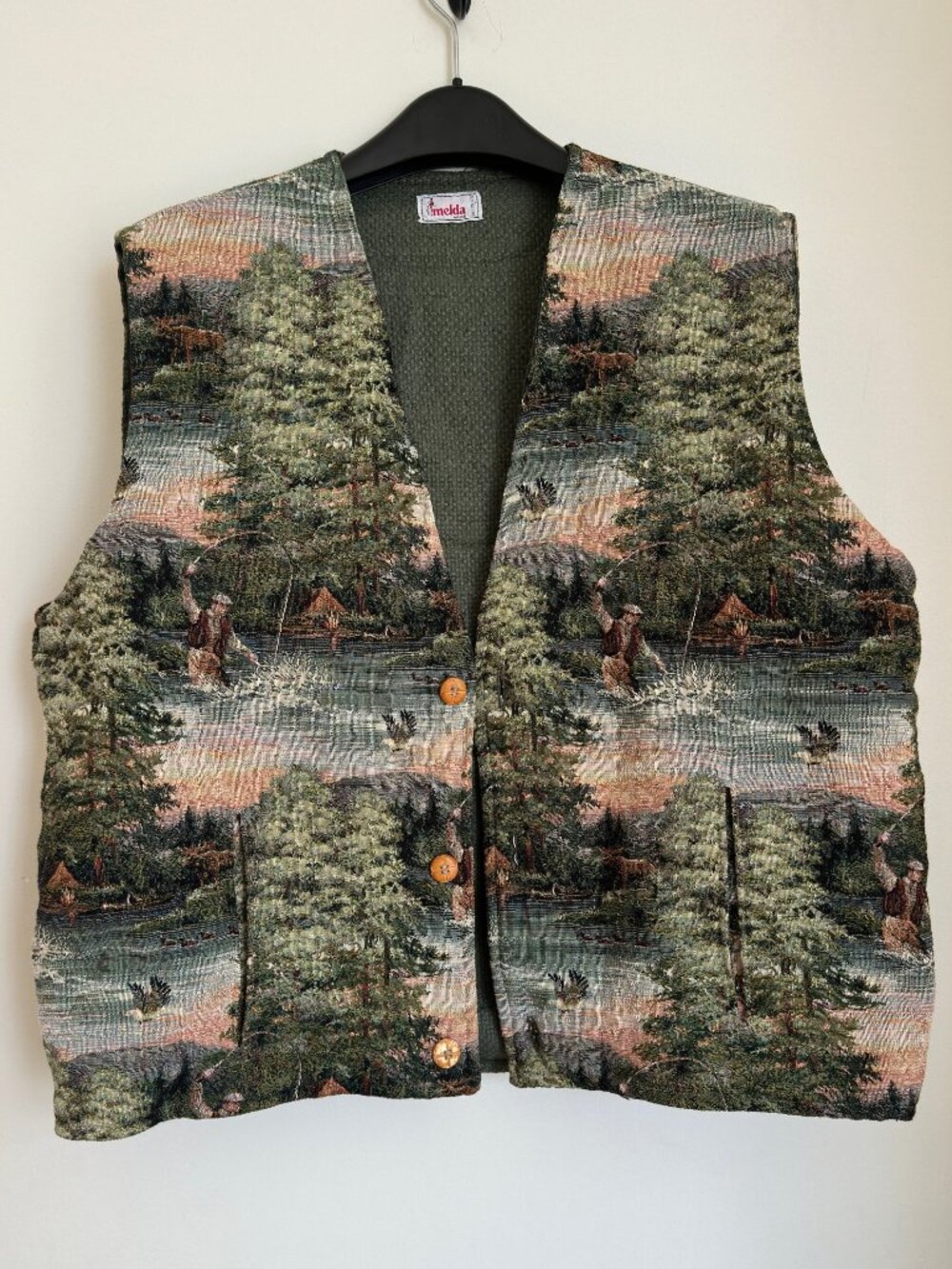 ONE OF A KIND VINTAGE LOOKING TAPESTRY FISHING VEST